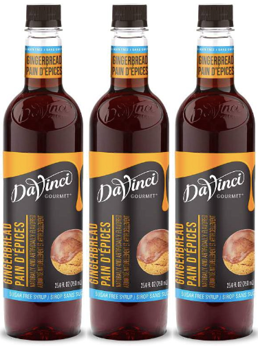 Front package of Da Vinci Sugar Free Syrup, Gingerbread / 3-Pack