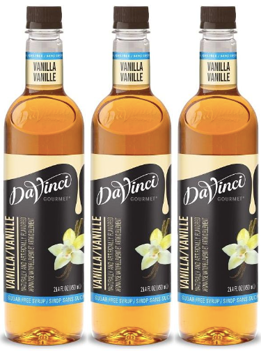 Front package of Da Vinci Sugar Free Syrup, Vanilla / 3-Pack