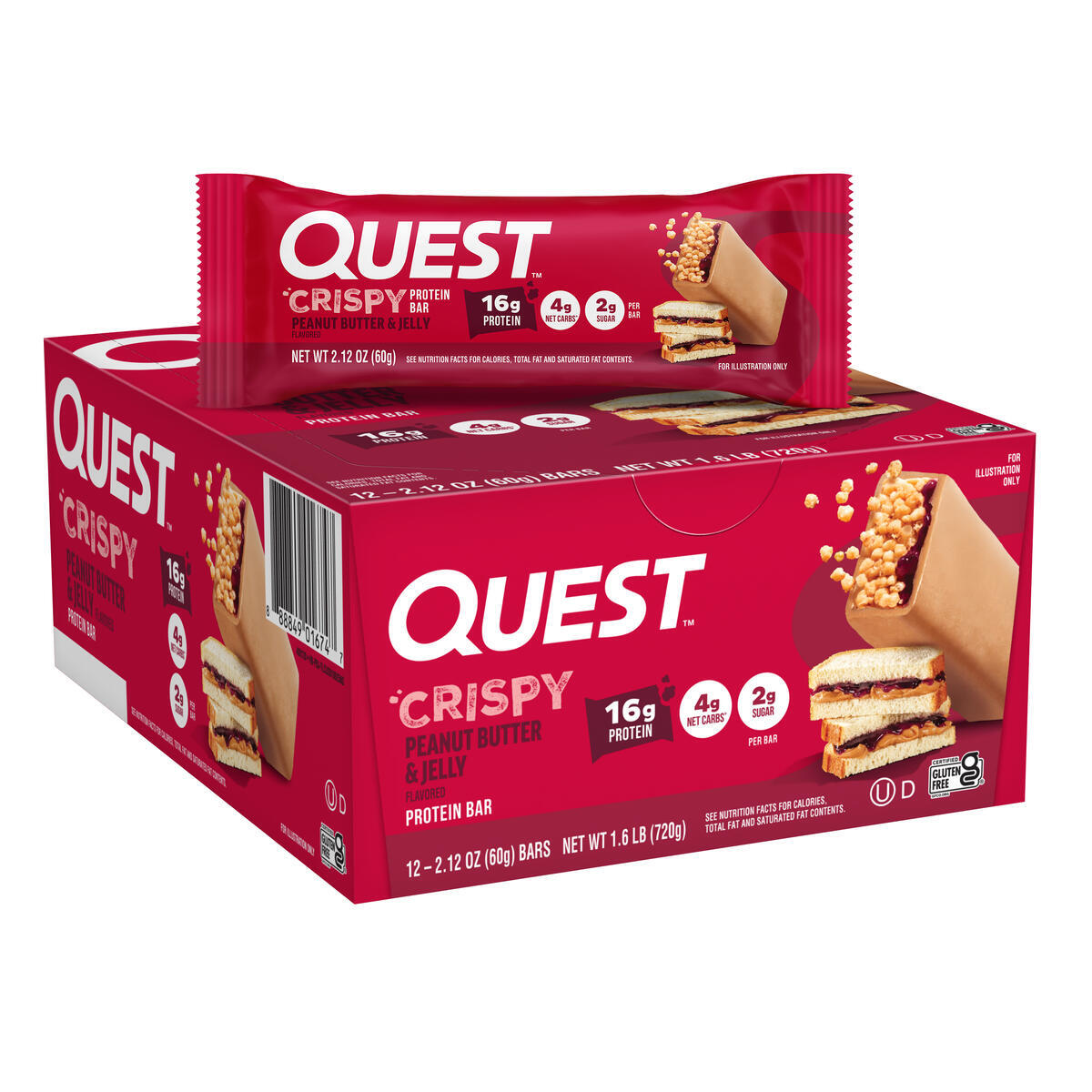 Quest Nutrition Hero Crispy Protein Bar in Peanut Butter & Jelly, product image 4.