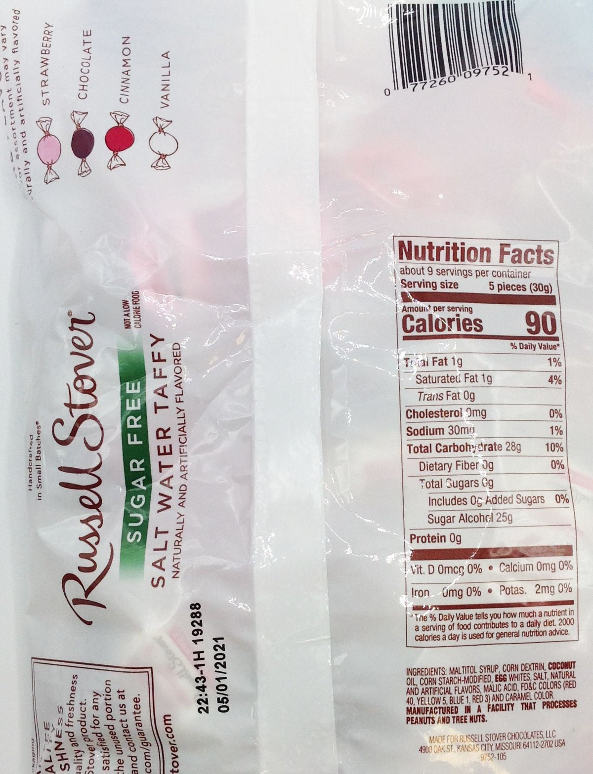 Russell Stover Sugar Free Salt Water Taffy 10 oz. - One Bag