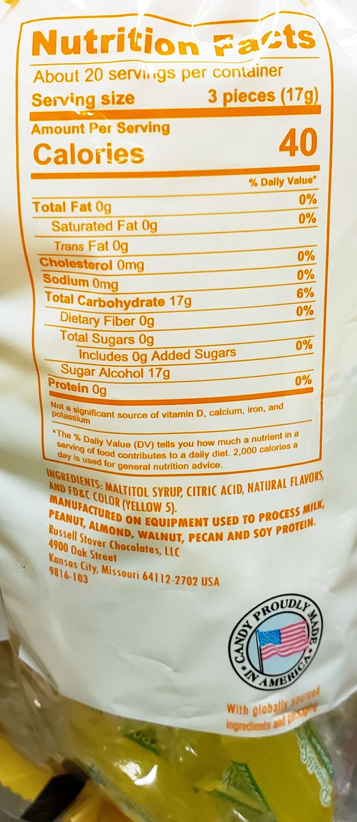 Russell Stover Sugar Free Hard Candies, 12 oz - Lemon One Bag