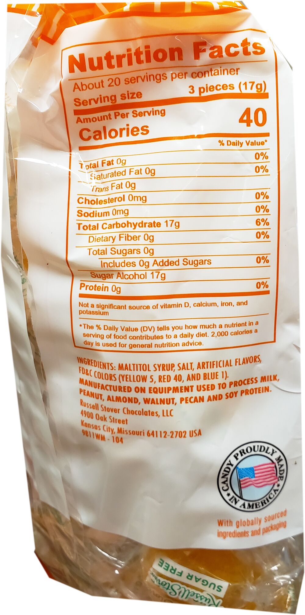 Russell Stover Sugar Free Hard Candies, 12 oz - Butterscotch One Bag