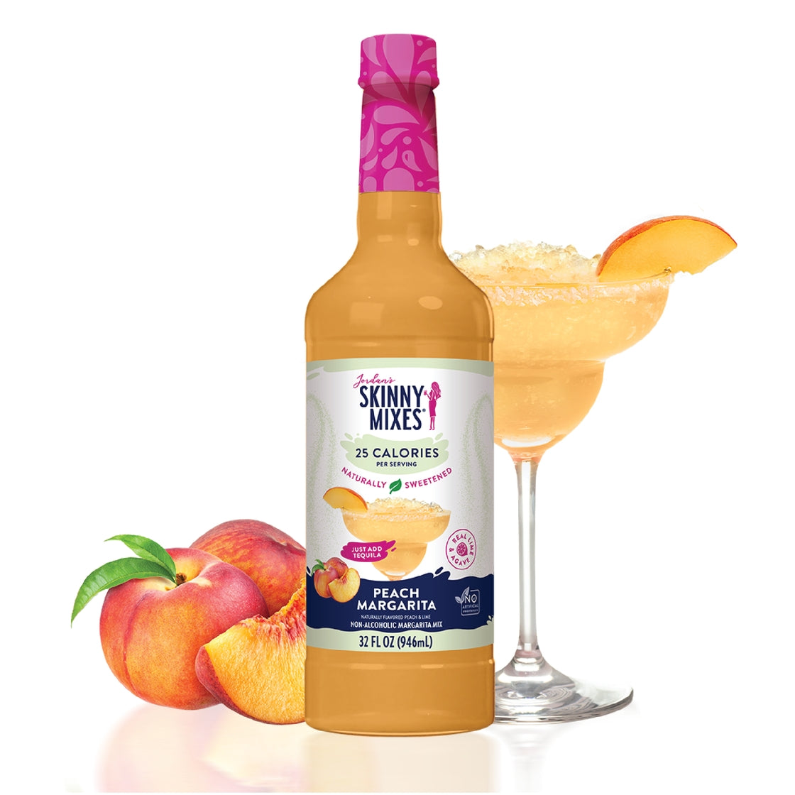 Jordan's Skinny Mixes Naturally Sweetened Margarita Mixes, 32 fl oz - Peach Margarita