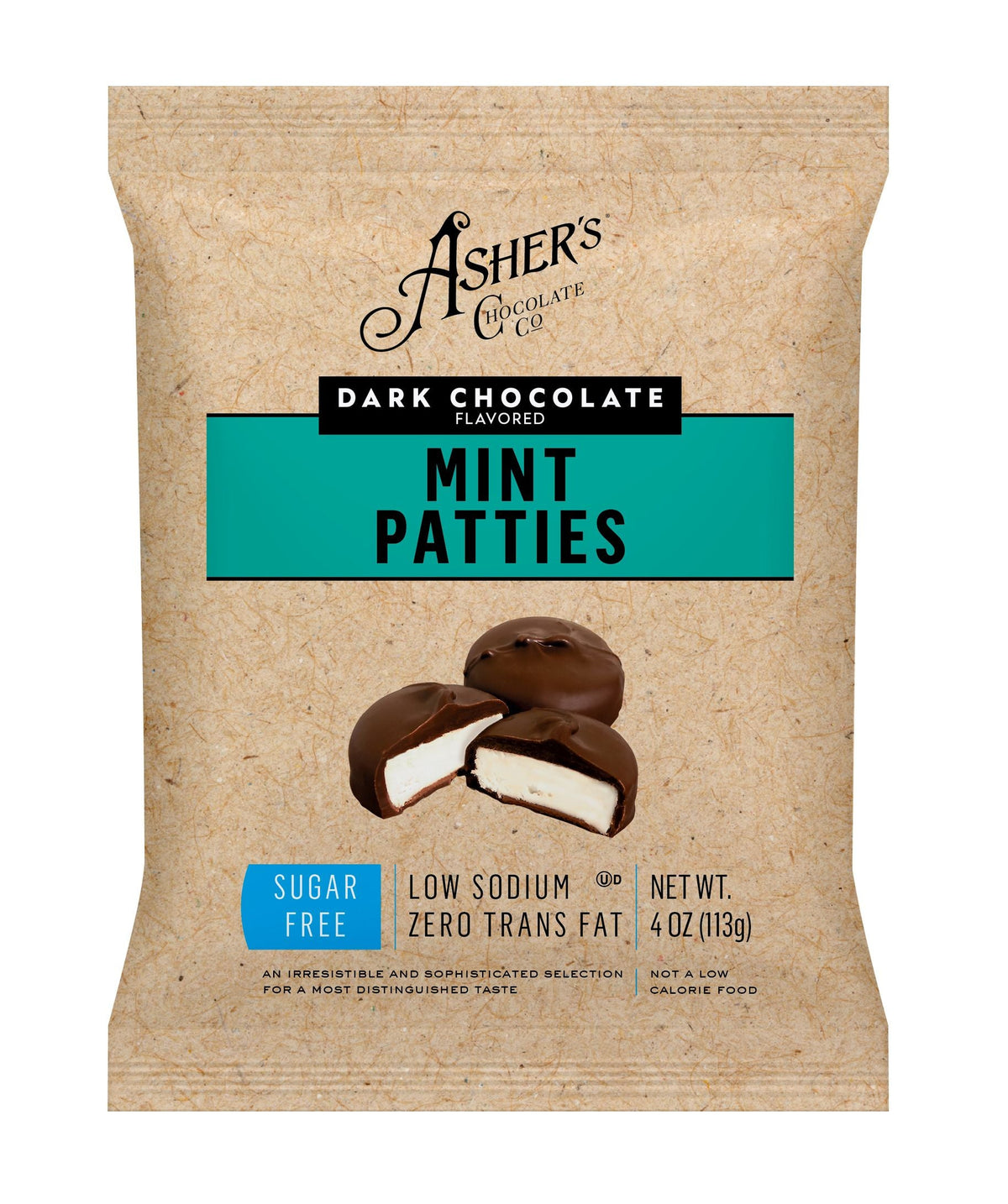 Asher's Chocolates Sugar Free Candy, 4 oz - Dark Chocolate Mint Patties