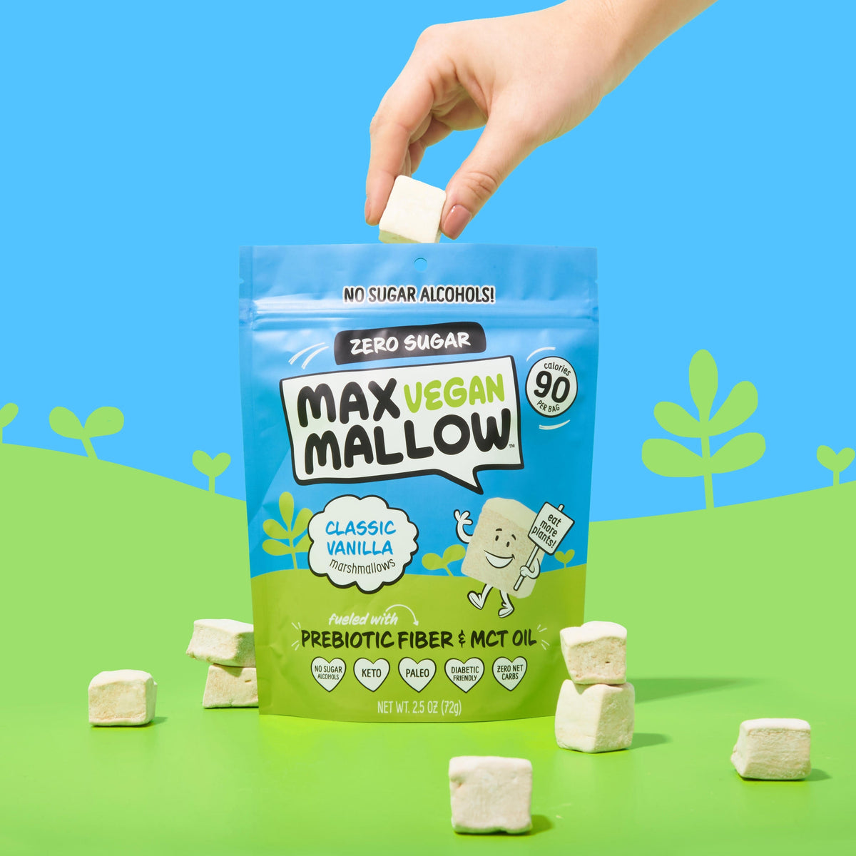 Know Brainer Foods Max Vegan Mallow Sugar Free Marshmallows - Classic Vanilla
