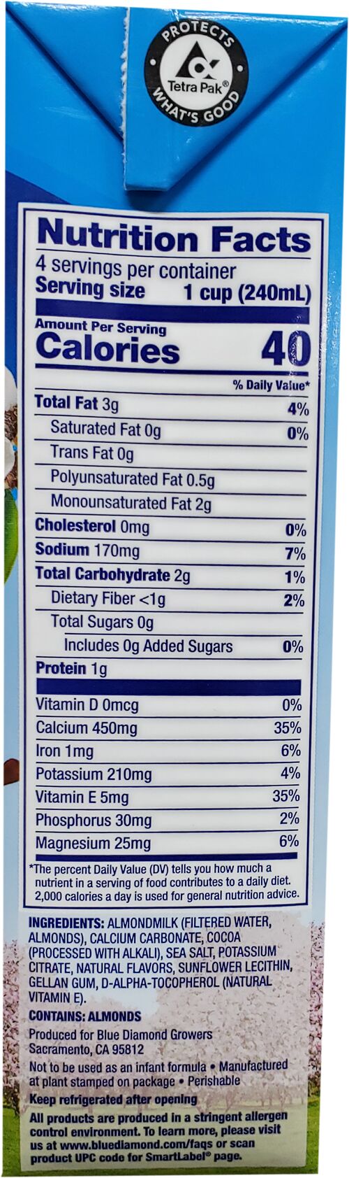 Blue Diamond Almond Breeze Unsweetened Almond Milk - Chocolate 32 fl. oz.
