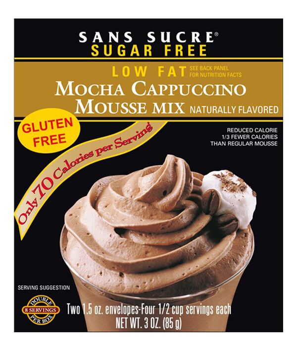 Front package of Sans Sucre Mousse Mix, Mocha Cappuccino, 3 oz.