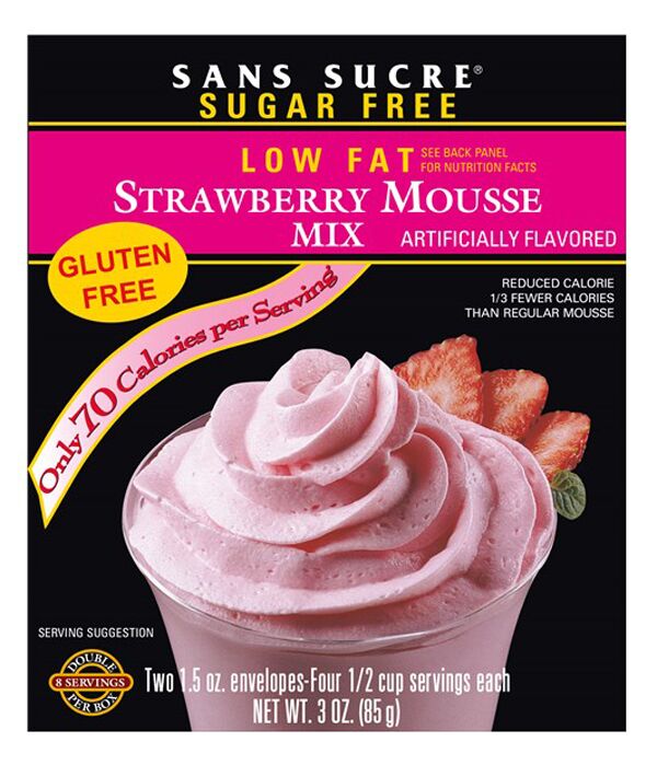 Front package of Sans Sucre Mousse Mix, Strawberry, 3 oz.