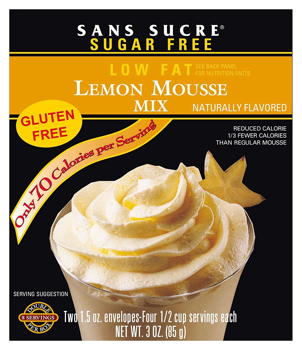 Front package of Sans Sucre Mousse Mix, Lemon, 3 oz.