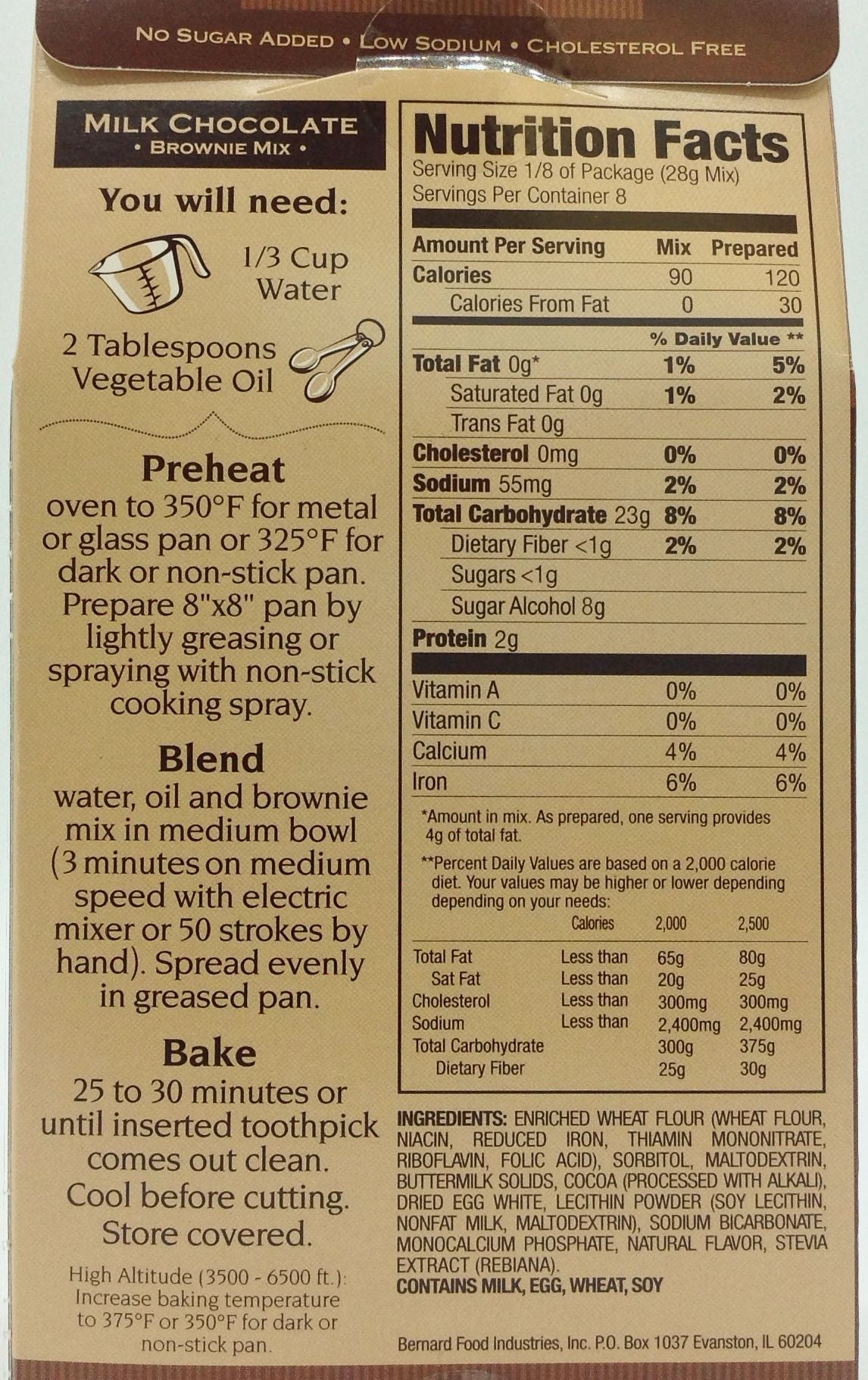 Sans Sucre Brownie Mix - Milk Chocolate, No Sugar Added (CLEARANCE: Best by December 27, 2023)