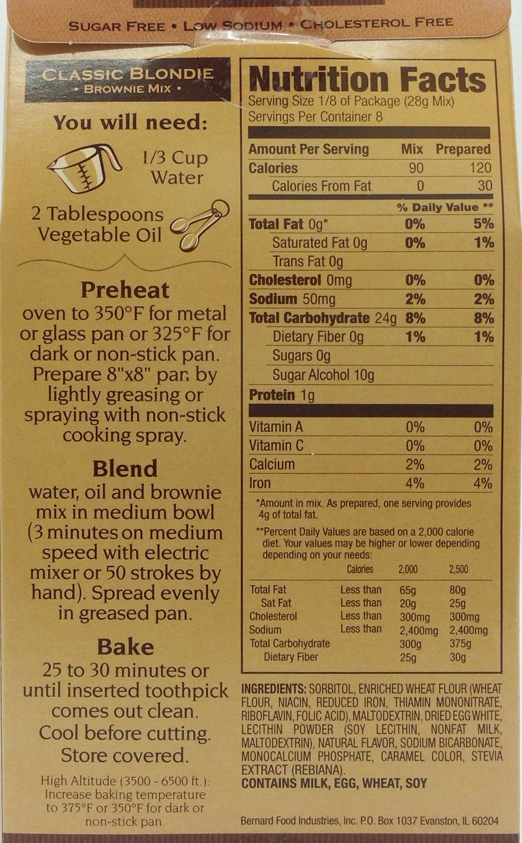 Sans Sucre Brownie Mix - Classic Blondie, Sugar Free, 8 oz.