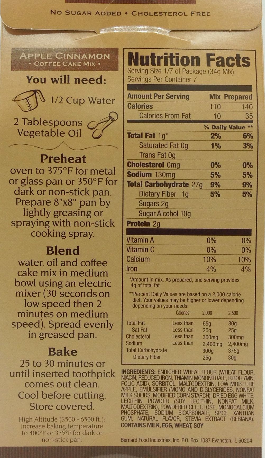 Sans Sucre Coffee Cake Mix 8 oz.