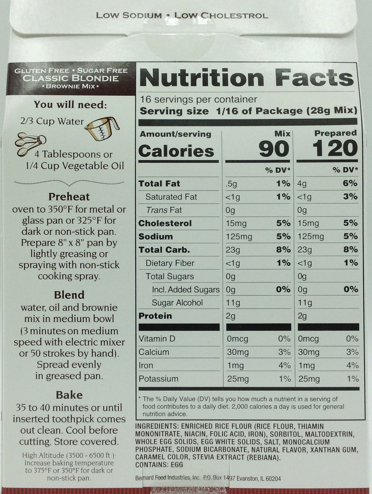 Sans Sucre Gluten Free and Sugar Free Brownie Mix - 16 oz., Classic Blondie