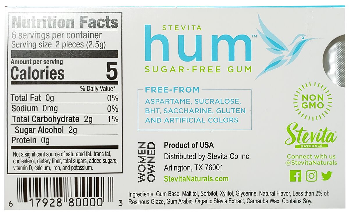 Stevita Hum Sugar Free Gum - Peppermint One Pack