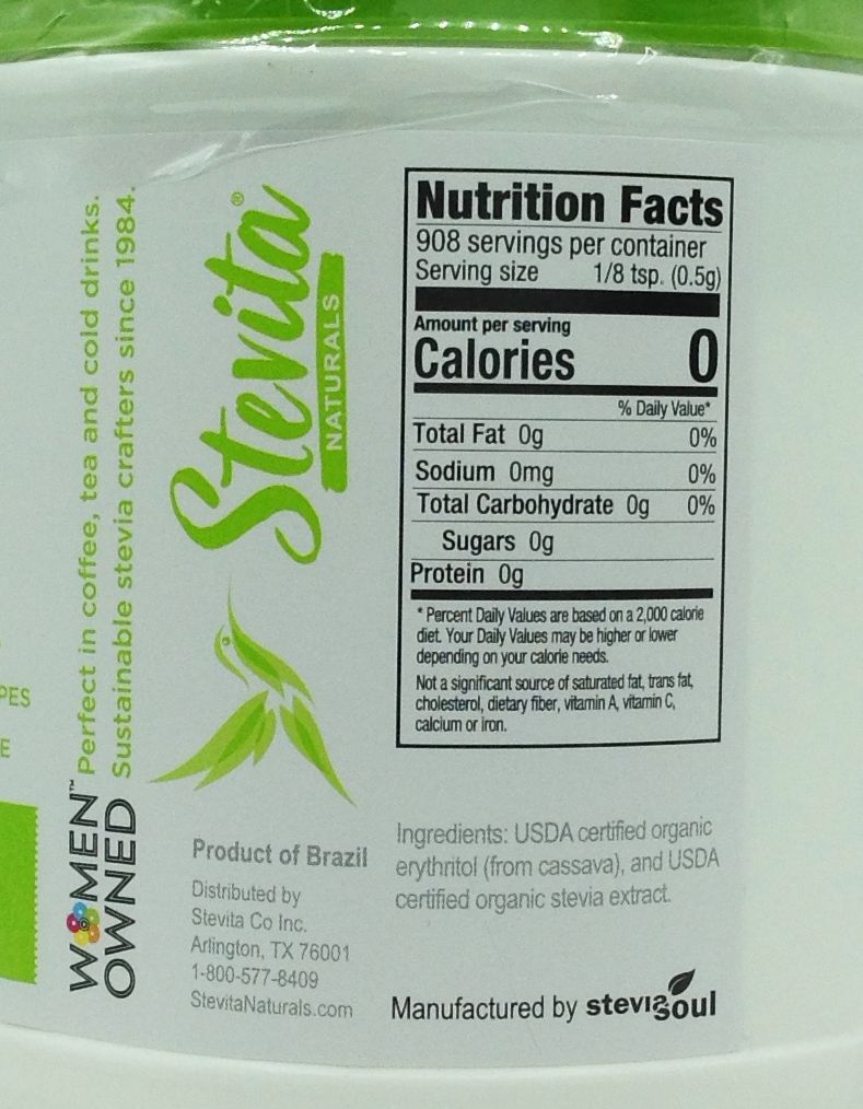 Stevita Stevia Sweetener, Organic - One Jar (16oz)