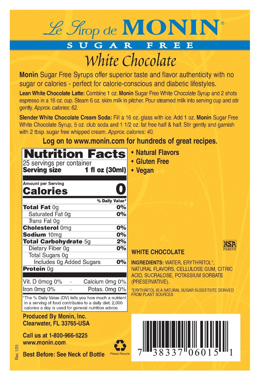 Monin Sugar Free Syrup - White Chocolate 750 ml (25.4 oz)