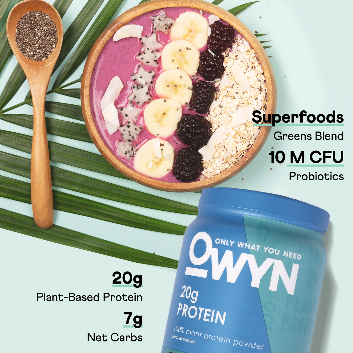 OWYN 20g Plant-Based Protein Powder - Smooth Vanilla, 1.05lb