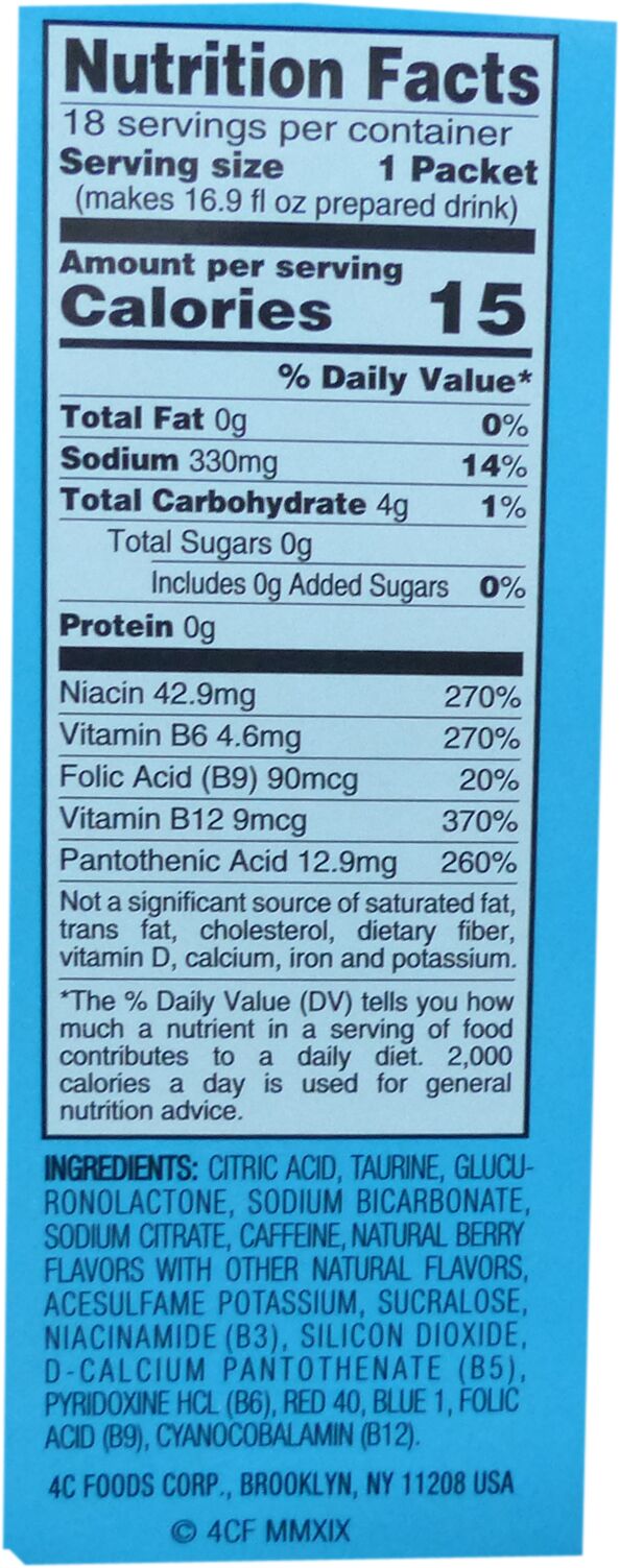 4C Sugar Free Energy Rush Drink Mix Sticks - Berry