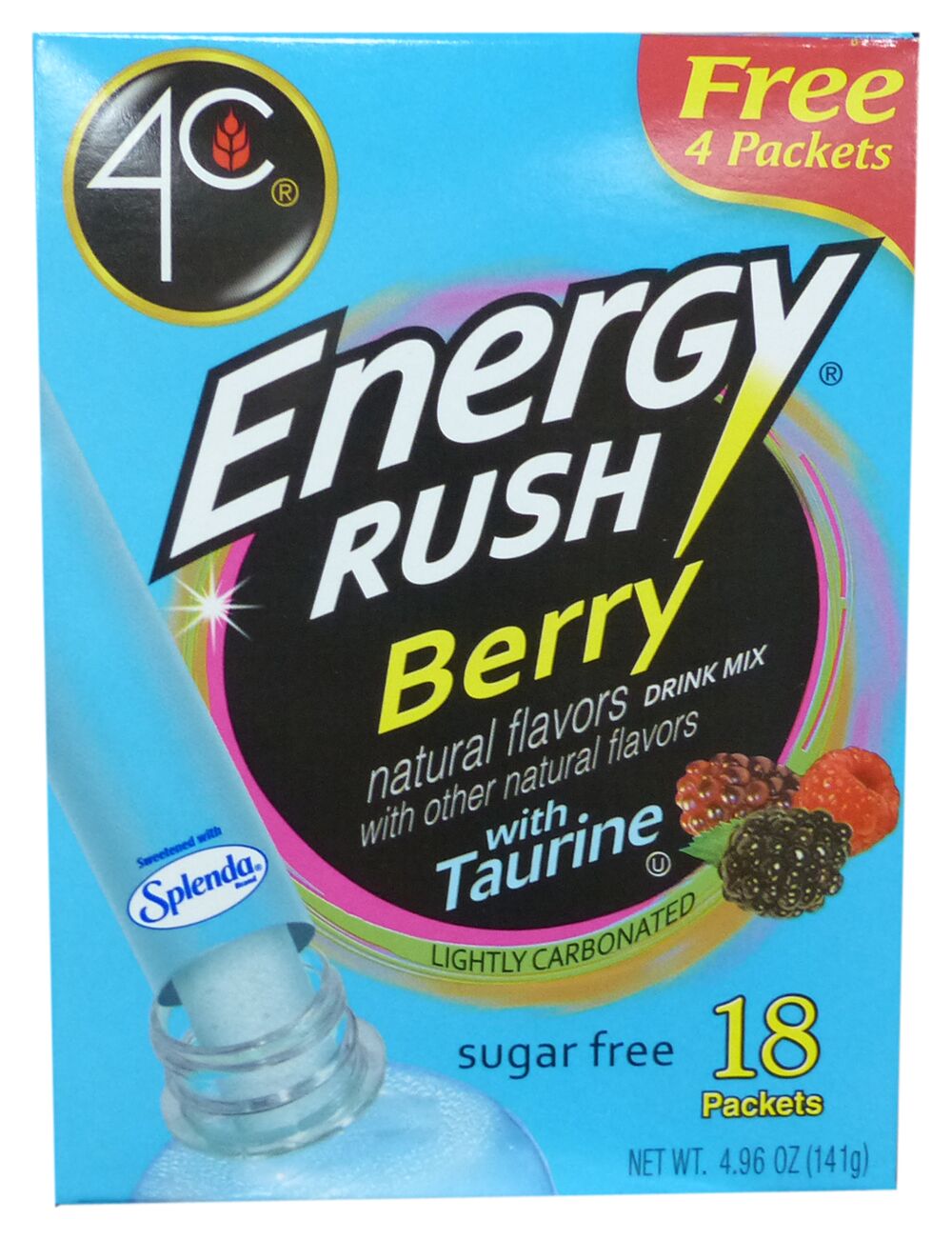 4C Sugar Free Energy Rush Drink Mix Sticks - Berry