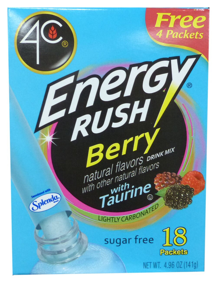 4C Sugar Free Energy Rush Drink Mix Sticks - Berry
