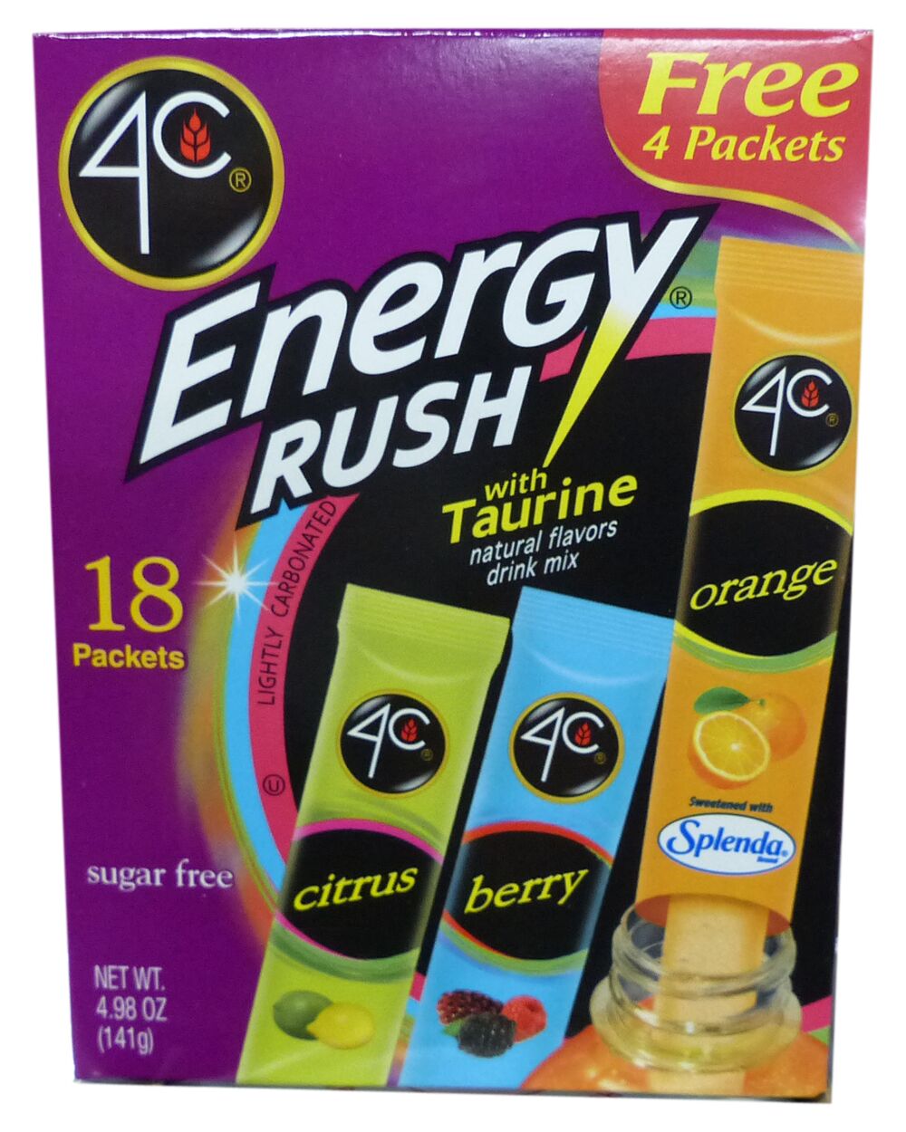 4C Sugar Free Energy Rush Drink Mix Sticks - Variety Pack