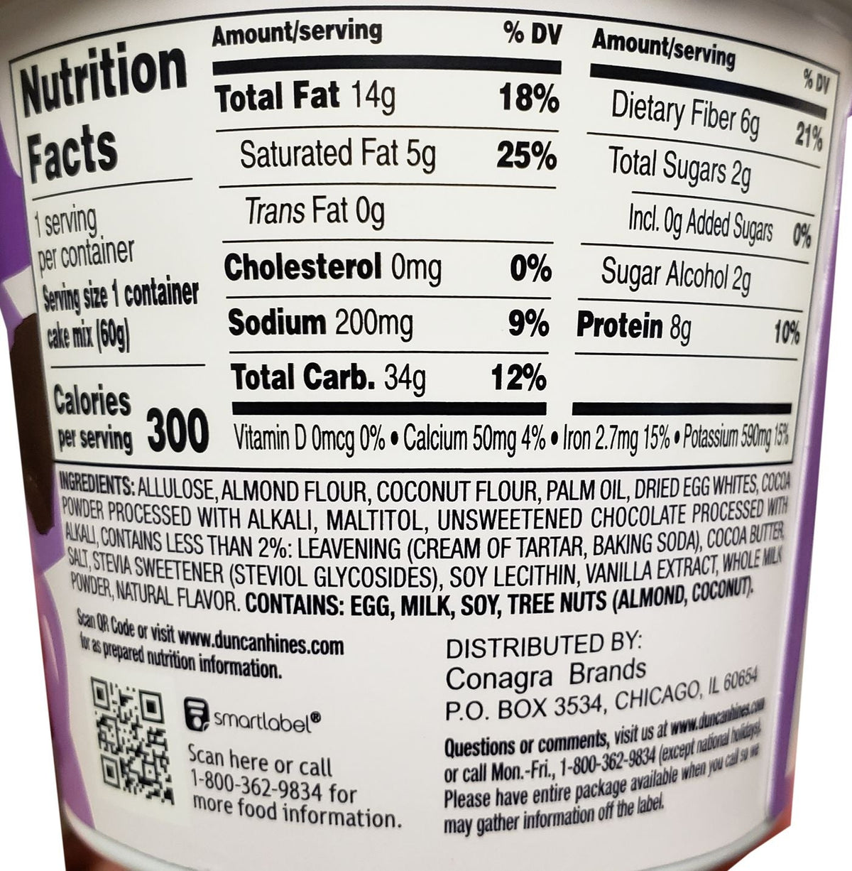 Duncan Hines Keto Friendly Cup Mixes - Double Chocolate Cake (2.1 oz)