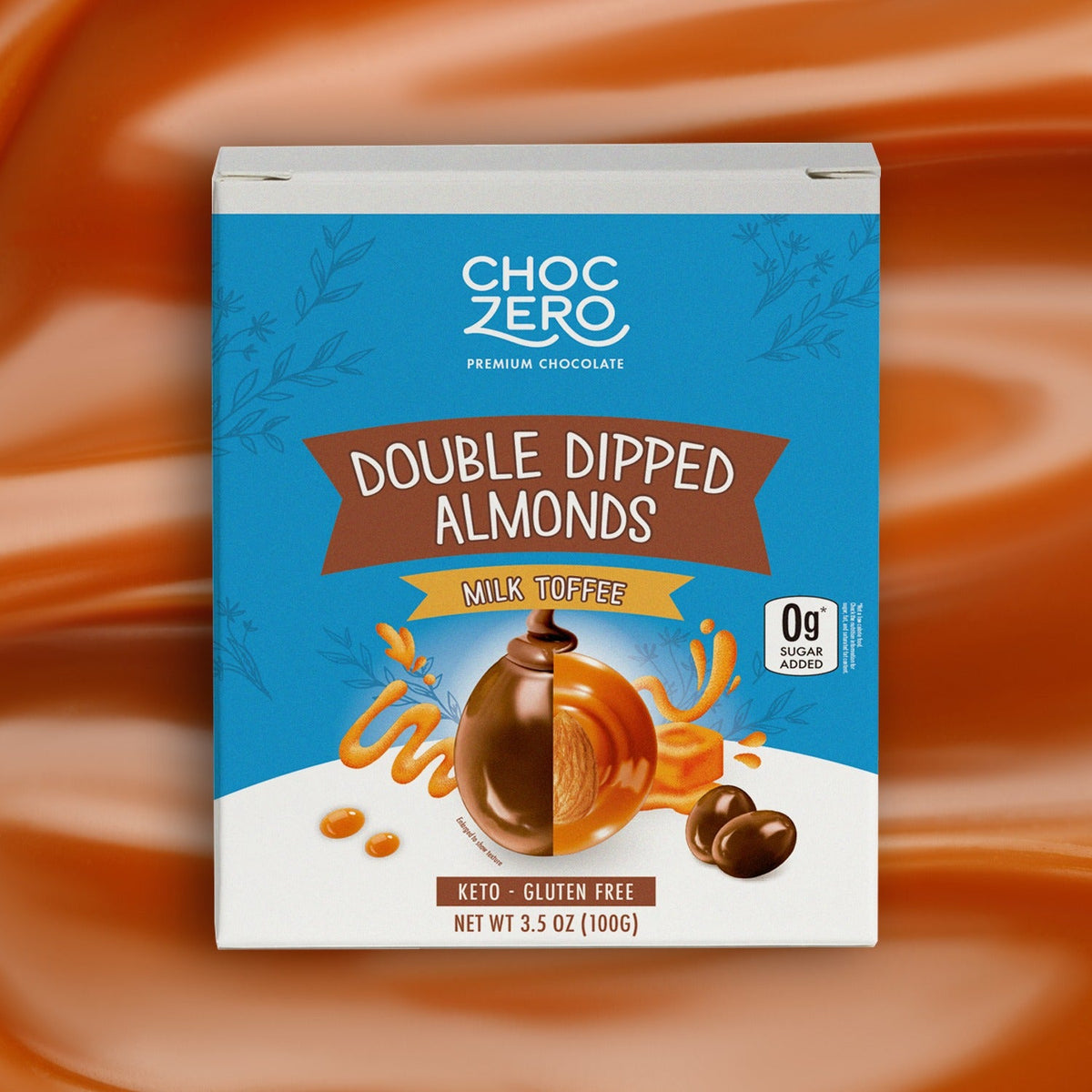 Package information for ChocZero Double Dipped Almonds, Milk Chocolate & Caramel Toffee