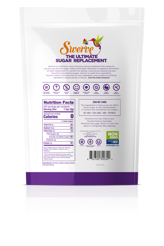 Back of Swerve Confectioners packaging