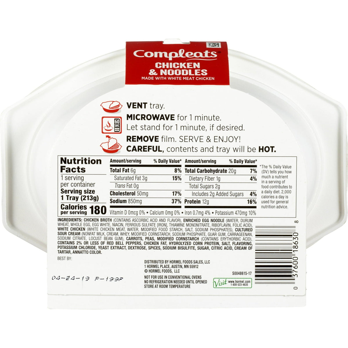 Hormel Compleats Shelf Stable Meals - Chicken & Noodles, 7.5 oz