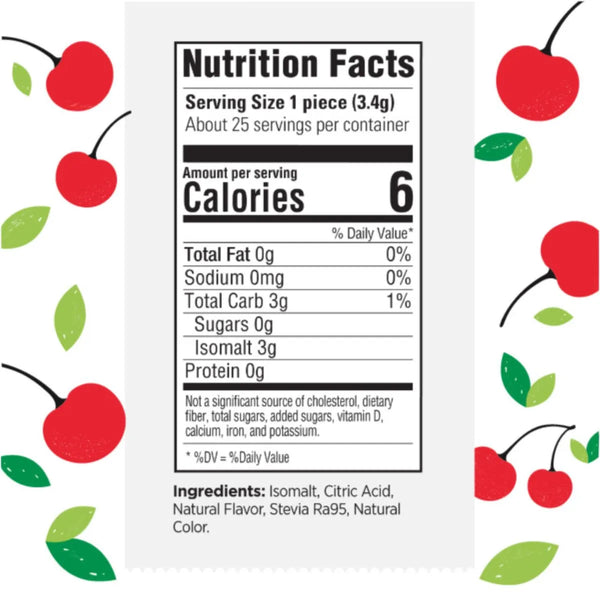 Stevita Stevia Sweetened Sugar Free Hard Candies, 3 oz pouch - Cheery Cherry