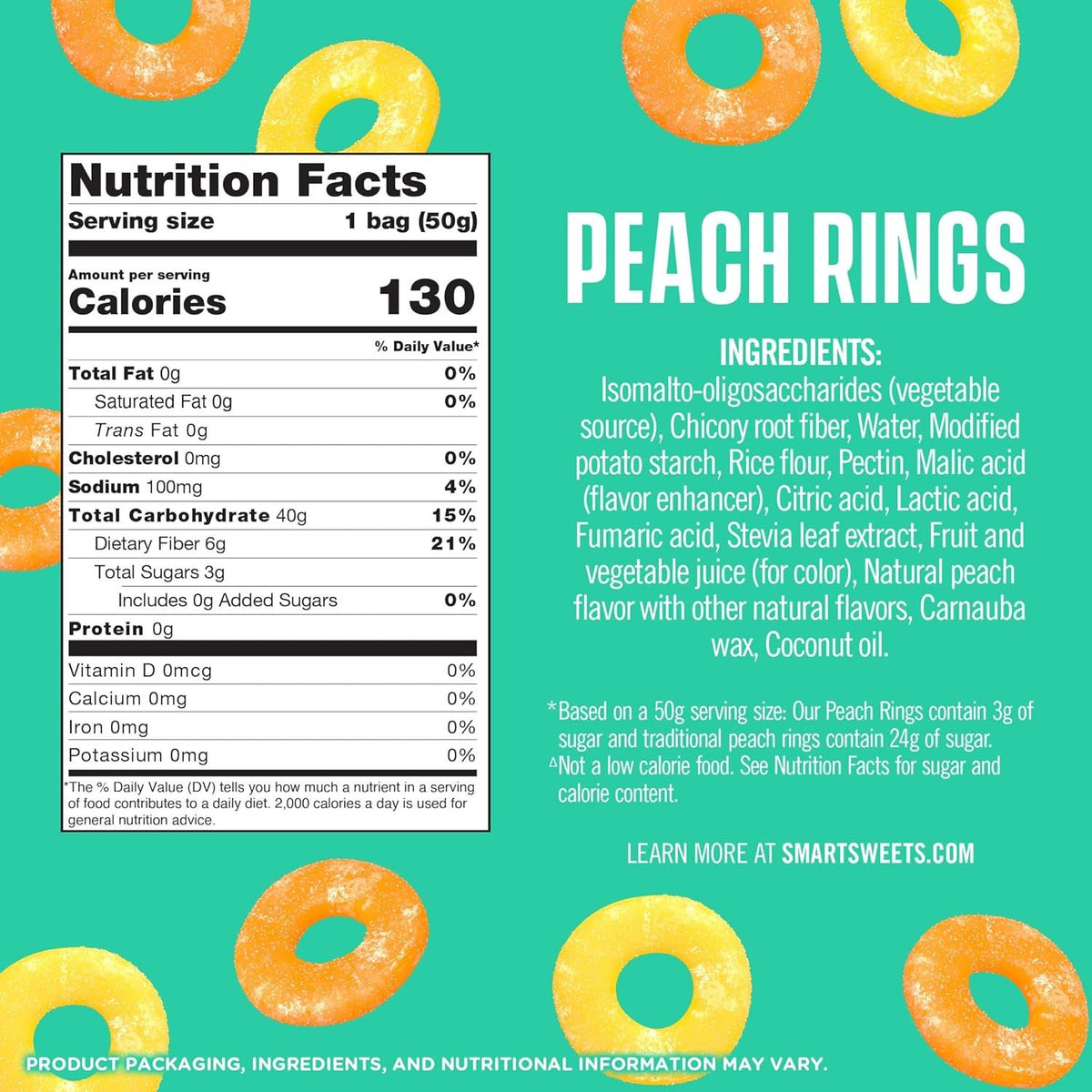 Smart Sweets Peach Rings 50g (1.8 oz) — gallery image 4
