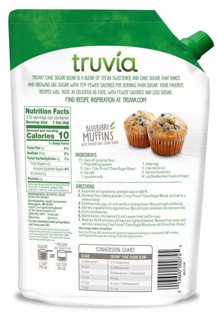 Truvia Cane Sugar Blend, Mix of Stevia Sweetener and Cane Sugar 1.5 lb. (24 oz.)
