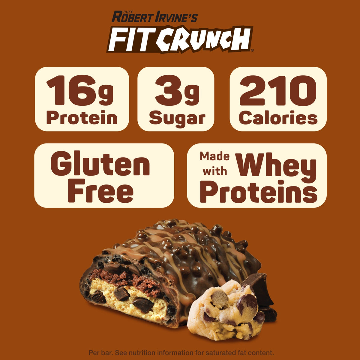 Robert Irvine's Fit Crunch Snack Size Whey Protein Baked Bar - Chocolate Chip Cookie Dough