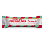 Front package of Barebells Protein Bars, Peppermint Bark (Seasonal) / One Bar.