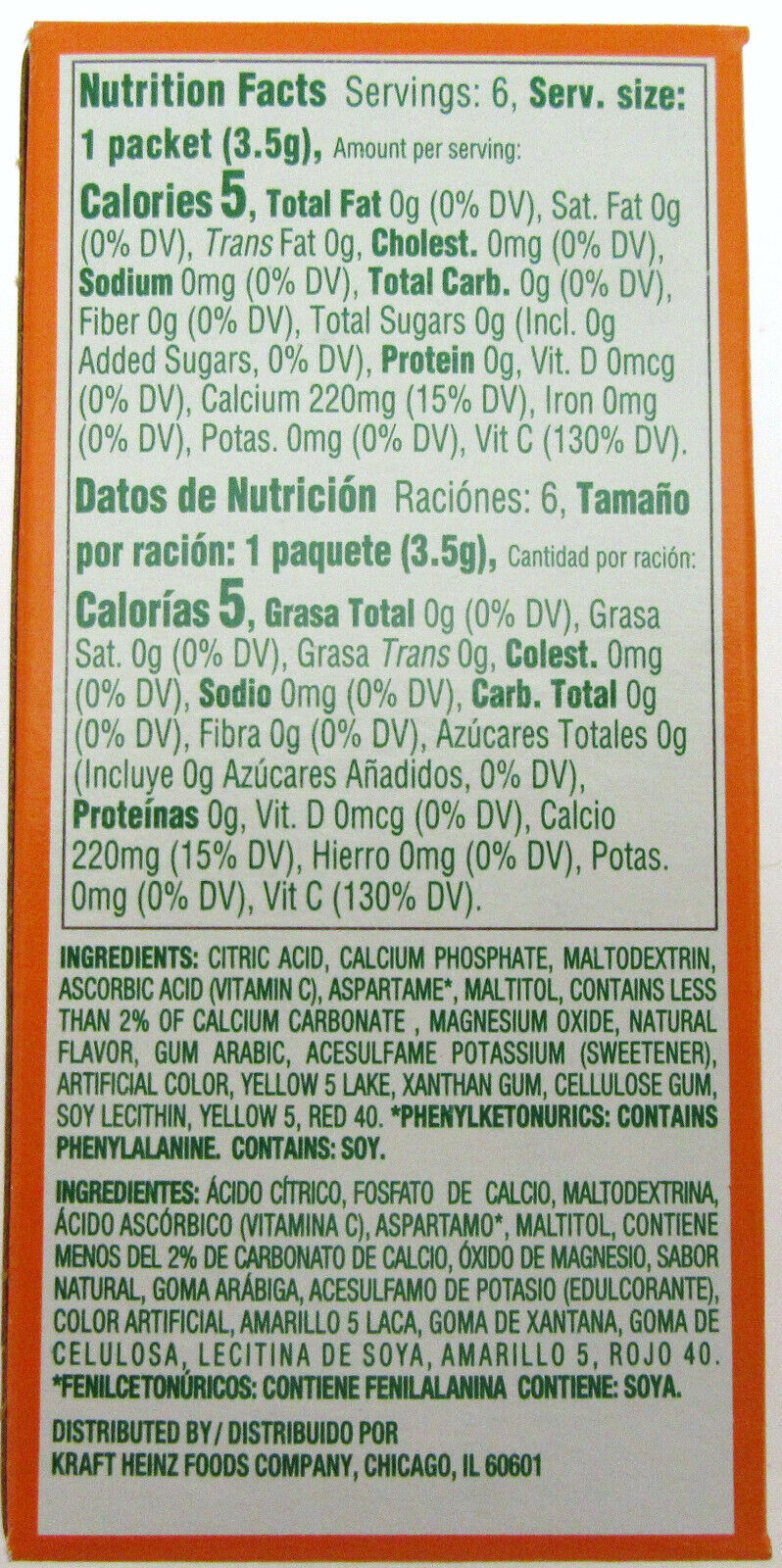 Tang Zero Sugar On-the-Go Drink Mix 6 packets