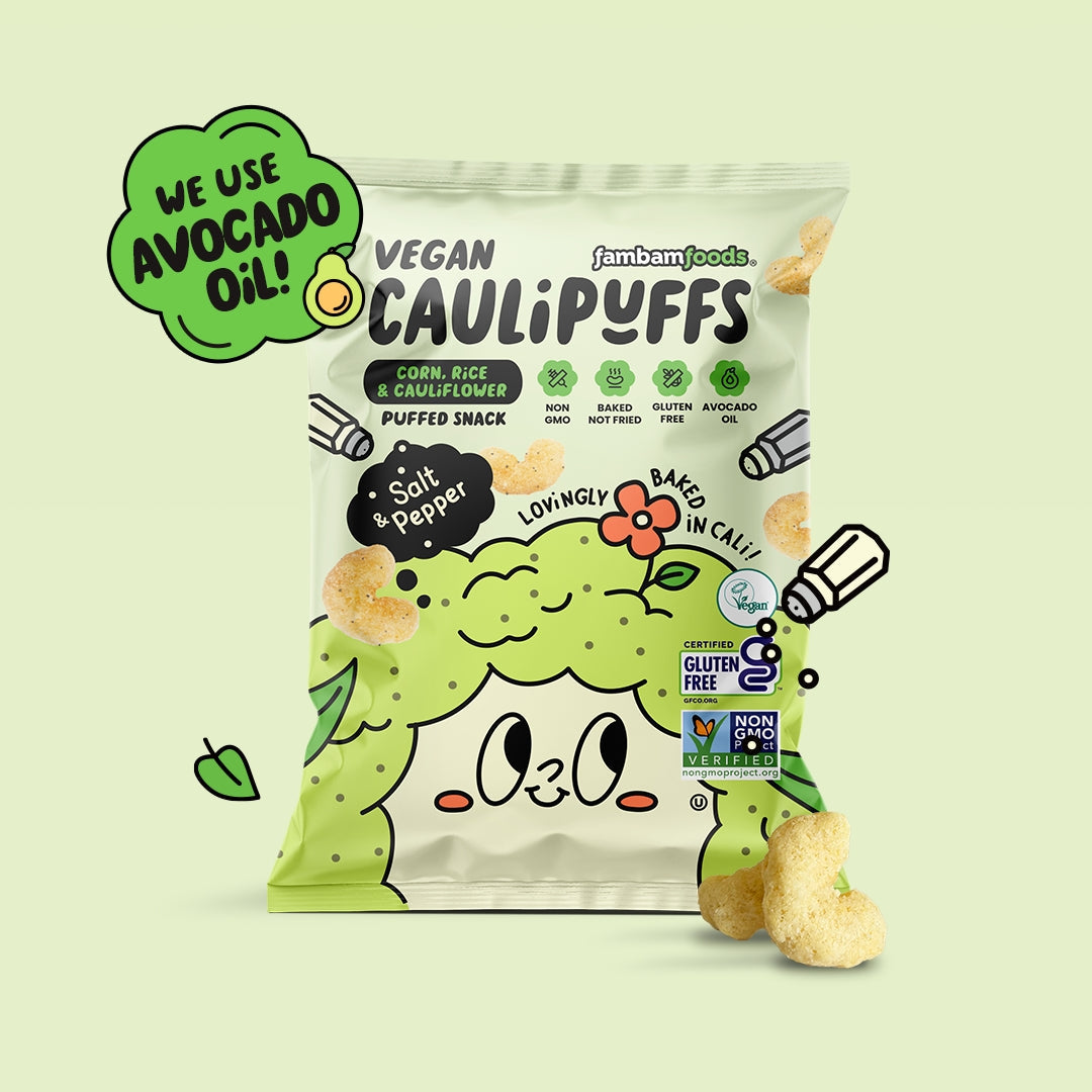 CauliPuffs Gluten Free Cauliflower Puffed Snacks - Vegan Salt & Pepper