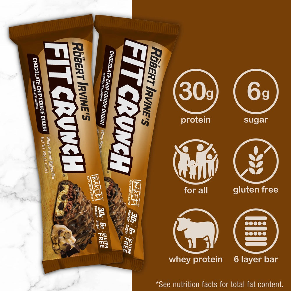Robert Irvine's Fit Crunch Whey Protein Baked Bar - Chocolate Chip Cookie Dough