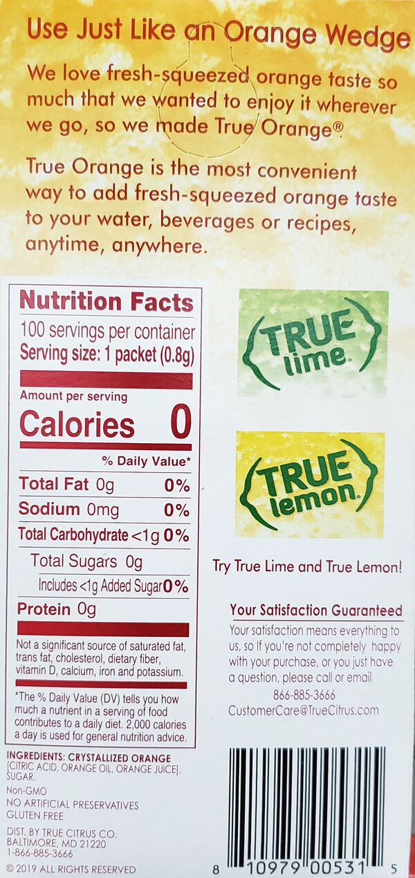 True Citrus True Orange - 100 packets