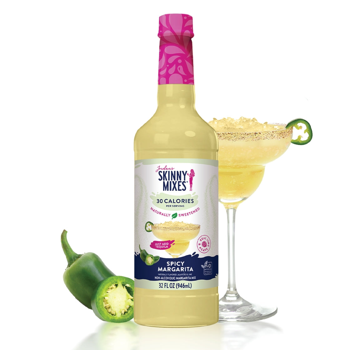 Jordan's Skinny Mixes Naturally Sweetened Margarita Mixes, 32 fl oz - Spicy Margarita