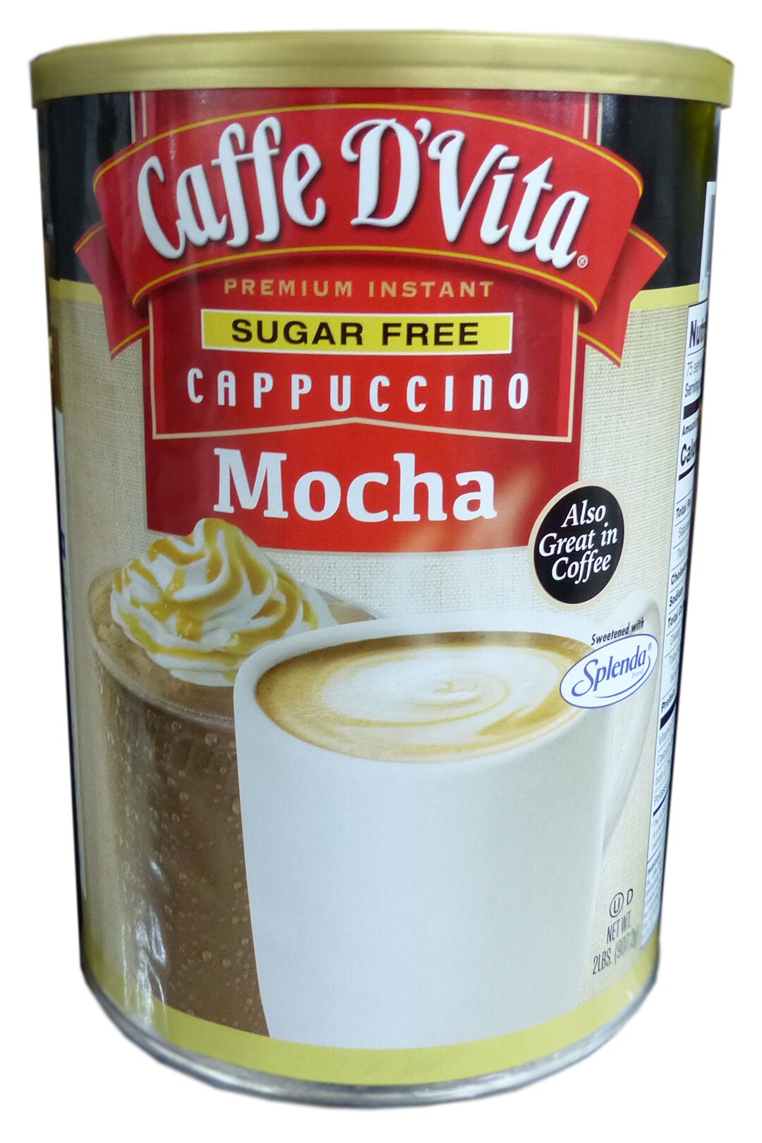 Caffe D'Vita Sugar Free Premium Instant Cappuccino - Mocha 2 lb
