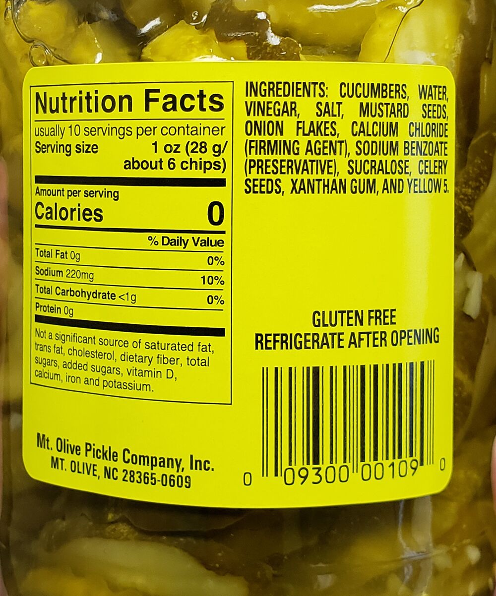 Mt. Olive No Sugar Added Bread & Butter Chips 16 fl oz.