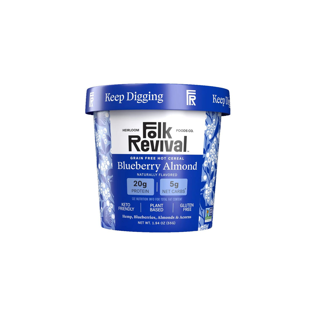 Folk Revival Grain Free Hot Cereal - Blueberry Almond, One Pack