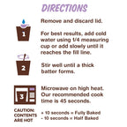 Bootylicious muffin cup preparation directions with water, stirring, and microwave steps