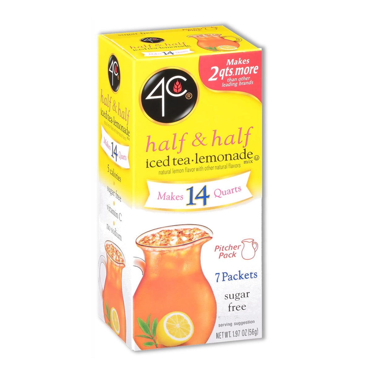 4C Sugar Free Drink Mix Pitcher Pack (7 Packets) - Half & Half Iced Tea-Lemonade