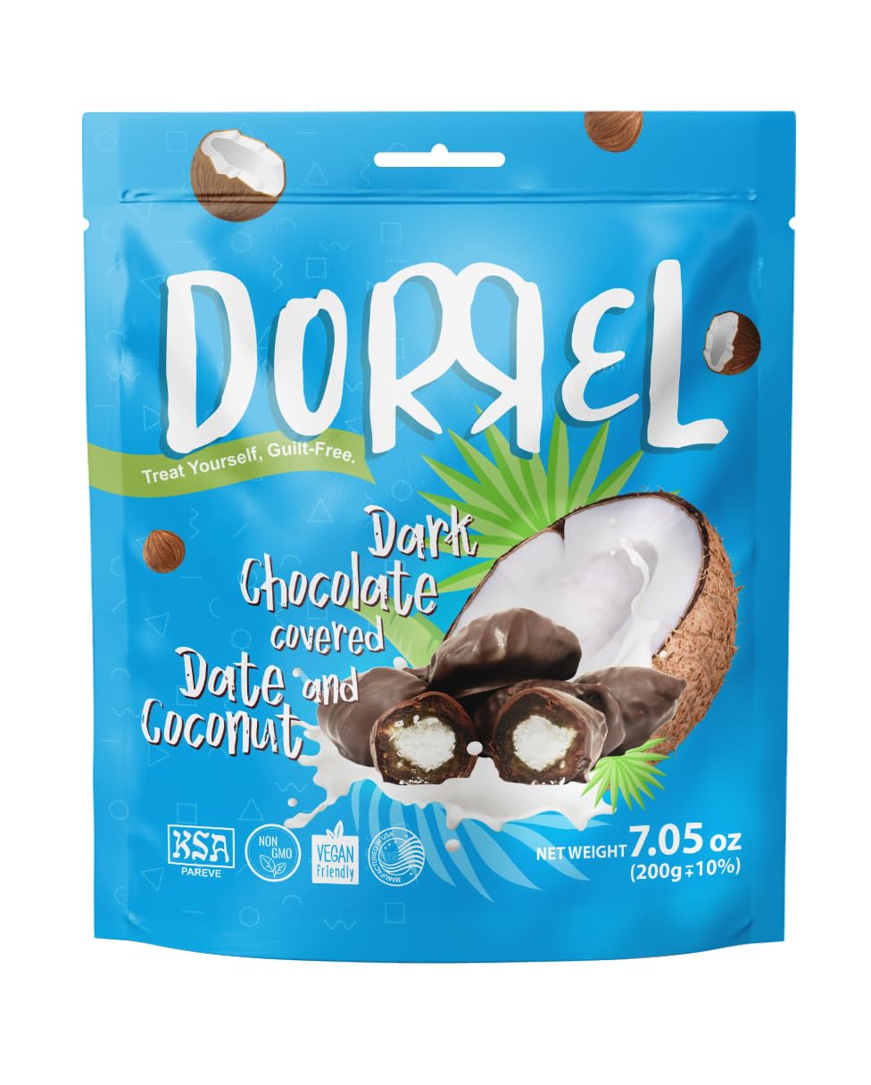 Dorrel Sweets Chocolate Covered Snacks - Chocolate Date Coconut, 7.05 oz