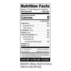Nutrition facts label displaying serving size, calories, and nutrient information for a product containing allulose and monk fruit extract, with storage instructions at the bottom.