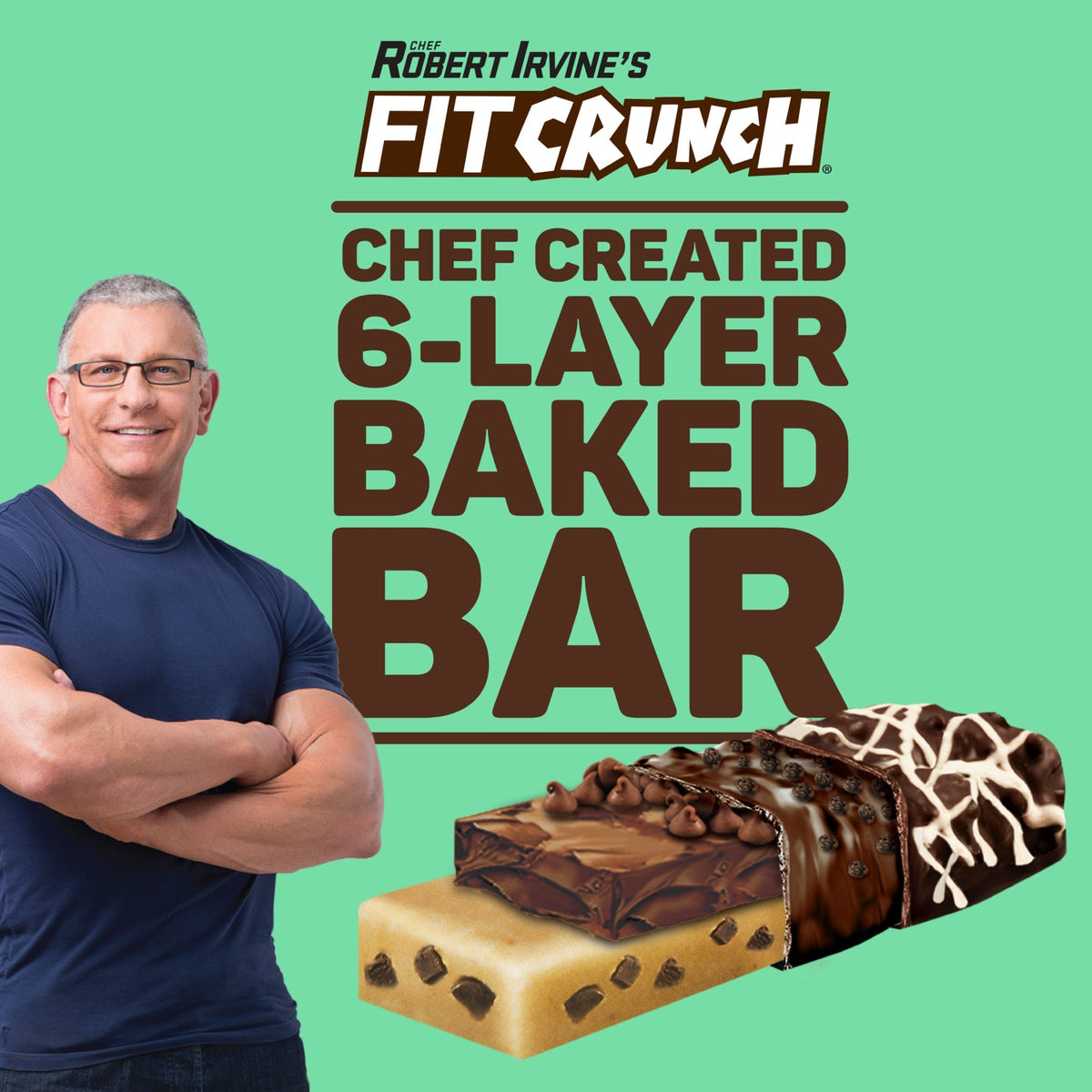 Robert Irvine's Fit Crunch Snack Size Whey Protein Baked Bar - Mint Chocolate Chip