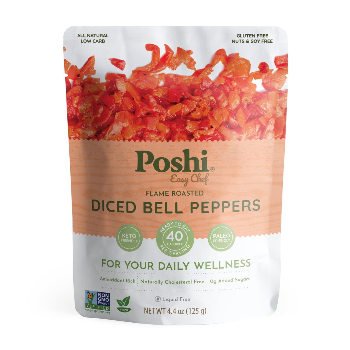 Poshi Easy Chef - Flame Roasted Diced Bell Peppers, 4.4 oz