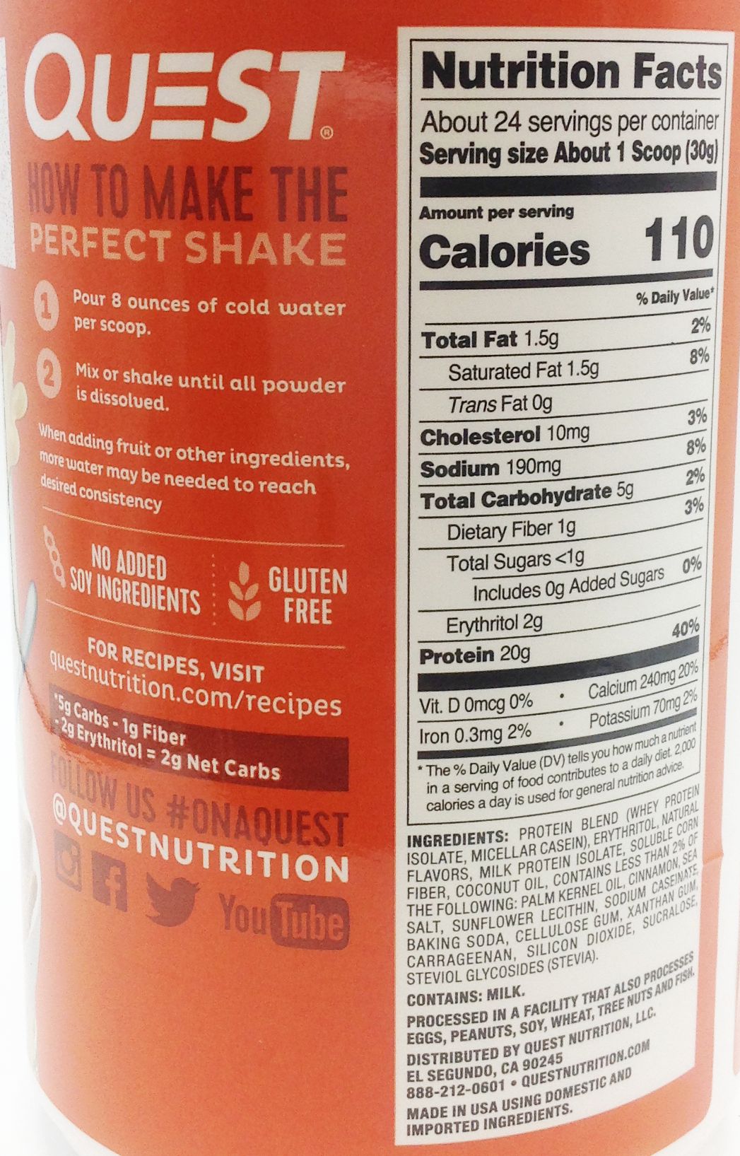 Quest Nutrition Protein Powder in Cinnamon Crunch (CLEARANCE: best by October 31, 2026)#Size_1.6 lb., product image 4.
