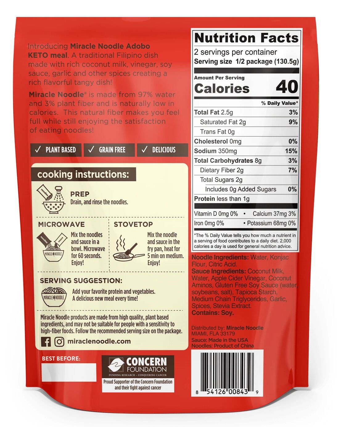 Miracle Noodle Keto Meal (9.2 oz) - Adobo